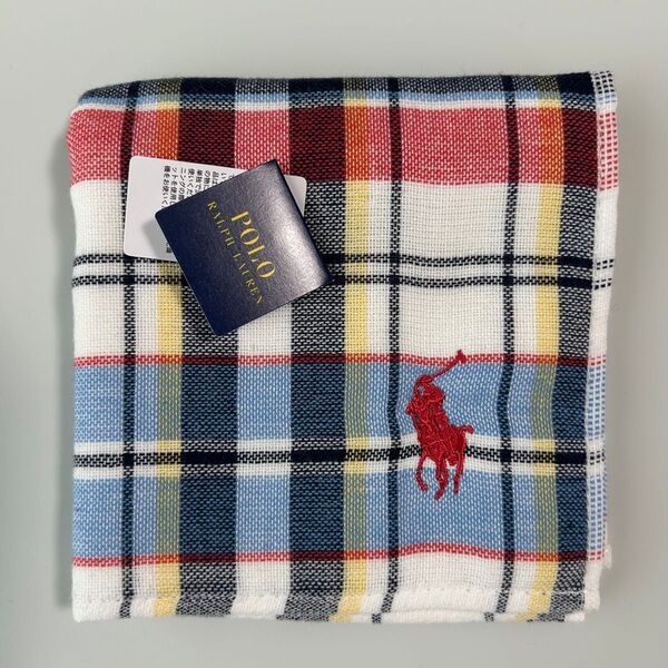 新品 ラルフローレン RALPH LAUREN タオルハンカチ ハンドタオル 片面ガーゼ チェック