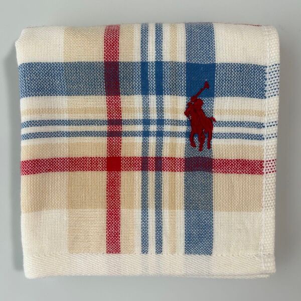 新品 ラルフローレン RALPH LAUREN タオルハンカチ ハンドタオル 片面ガーゼ チェック