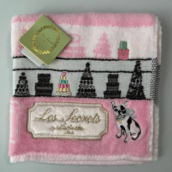 新品 スクレ ラデュレ タオルハンカチ ハンドタオル Les secrets LADUREE paris フレンチブルドッグ 犬