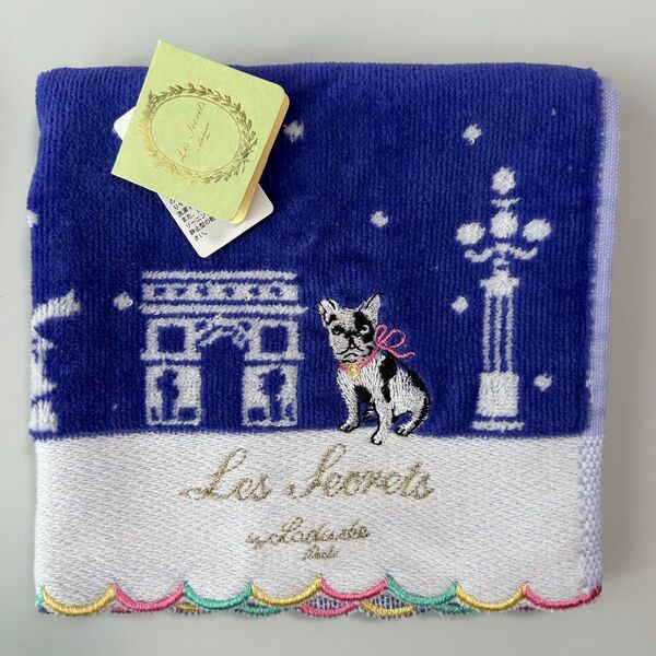 新品 スクレ ラデュレ タオルハンカチ ハンドタオル Les secrets LADUREE paris フレンチブルドッグ 犬