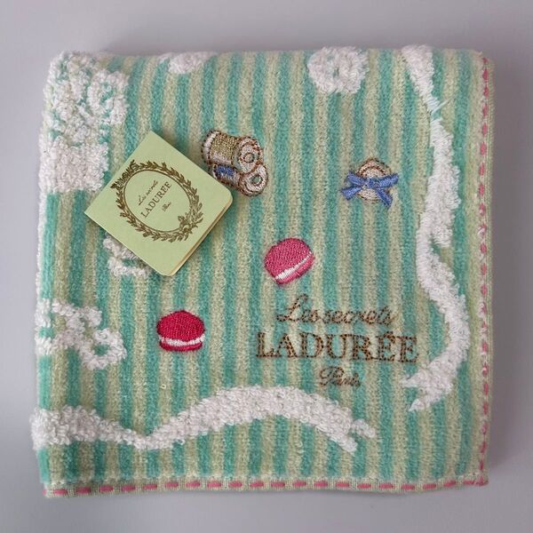 新品 スクレ ラデュレ タオルハンカチ ハンドタオル Les secrets LADUREE paris スタイ マカロン 刺繍