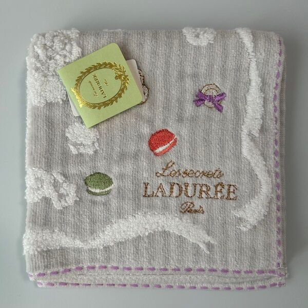 新品 スクレ ラデュレ タオルハンカチ ハンドタオル Les secrets LADUREE paris スタイ マカロン 刺繍