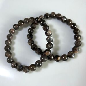 ブラックサンムーンストーン 2本セット 8mm 天然石 数珠ブレスレット