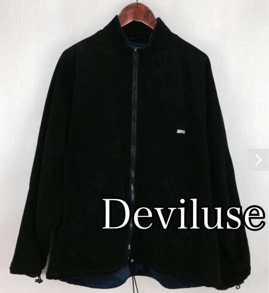 デビルユース Deviluse 黒 ブラック ジップアップ ジャケット ブルゾン コーデュロイ 長袖 フリーサイズ
