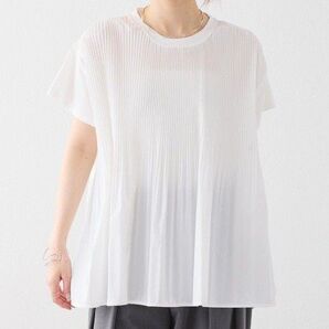 プュアルセシンWEB限定/Du noir】フロントプリーツシルケットTシャツ