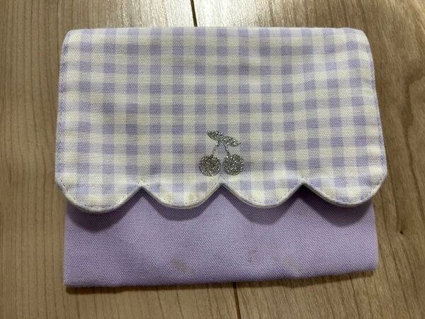 ハンドメイド品 ラベンダーチェック柄 移動ポケット