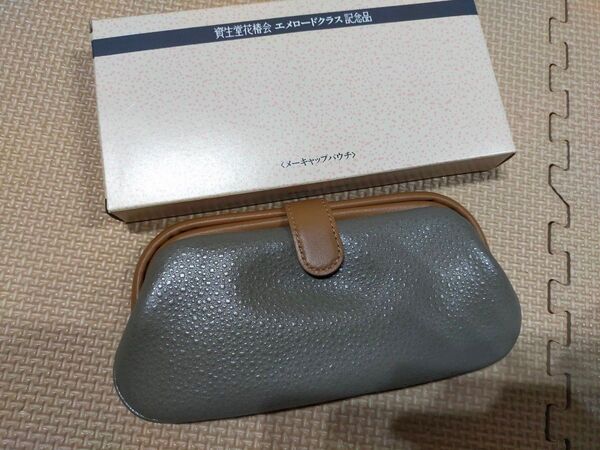 資生堂花椿会 エメロードクラス記念日 ポーチ グレー レザー調 非売品