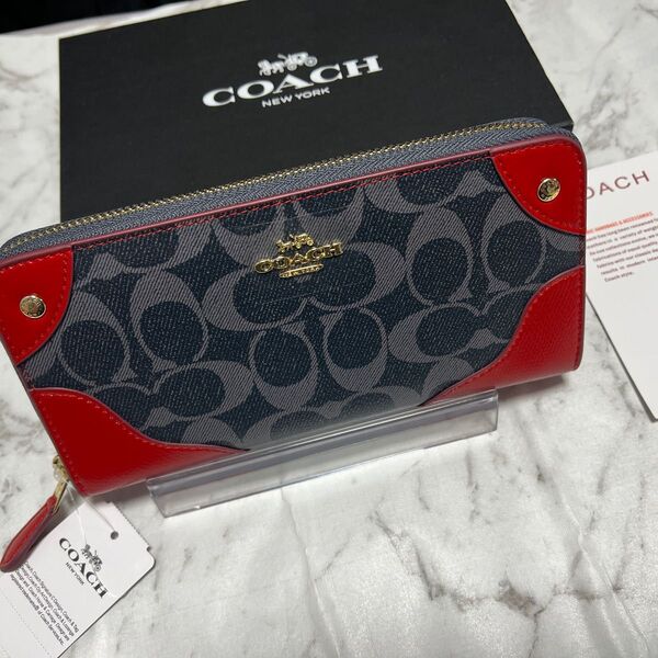 COACH コーチ 長財布 シグネチャー レッド