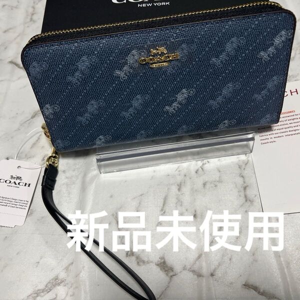 COACH ネイビー ロゴ長財布 コーチ 新品未使用 ラウンドファスナー