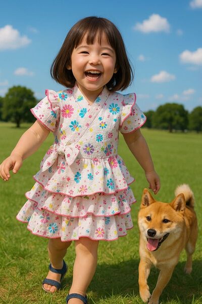 フリルが可愛い甚平ドレス 90サイズ 女の子 甚平 花火大会
