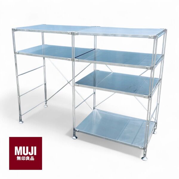 無印良品 MUJI ステンレスユニットシェルフ ステンレス棚 セット 追加棚 帆立 クロスバー 2024年製 良品計画
