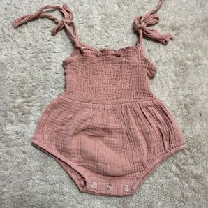 ベビー服 ロンパース くすみピンク 70cm 韓国子供服