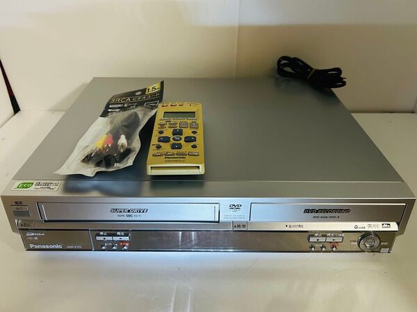 Panasonic DIGA DMR-E75V リモコン接続ケーブル付き分解清掃メンテナンス済みVHS→DVDダビングOK♪