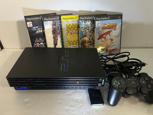 PlayStation2 SCPH39000RC本体一式 ソフト5本セット メンテナンス清掃品