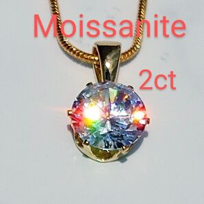 2ct モアサナイト 人工ダイヤモンド ネックレス 24Kゴールド あ47