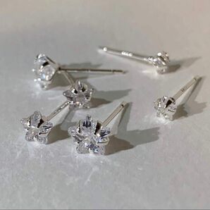 No.1368 シルバー キュービックジルコニア 星 ピアス イヤリング シンプル ミニ 小ぶり 上品 大人可愛い ガラス