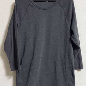 ダークグレー 8分袖 カットソー ラグランTシャツ 無地