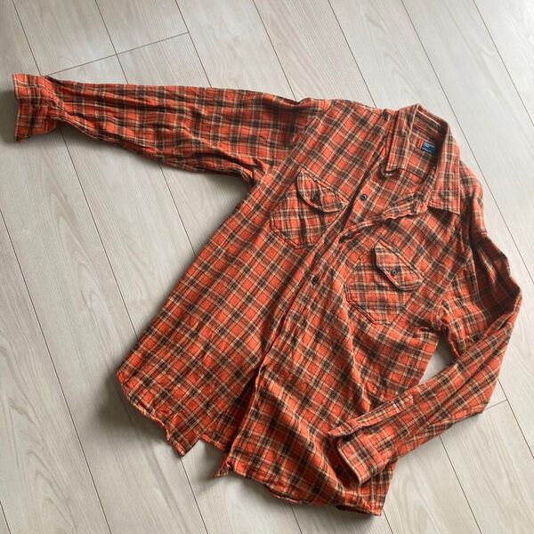 Levis チェック柄 長袖シャツ オレンジ レディース
