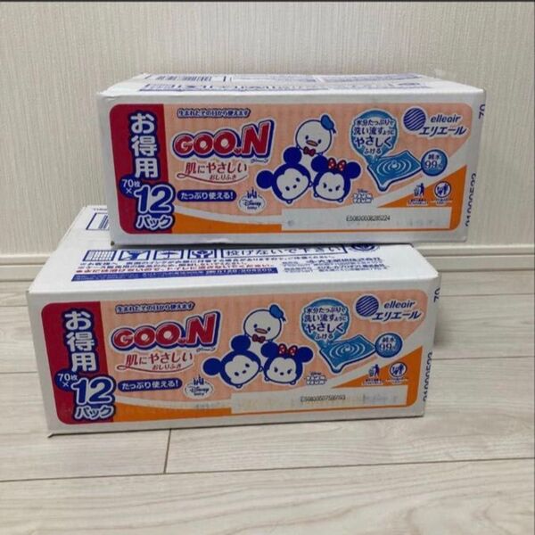 グーン 肌にやさしいおしりふき ディズニーツムツムデザイン (70枚入×24個パック)