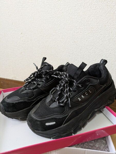 AKCL 厚底スニーカー ブラック 24cm