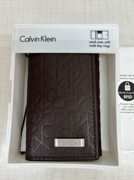 【新品未使用】カルバンクライン6連キーケース74284BR Card case with multi key ring 箱入
