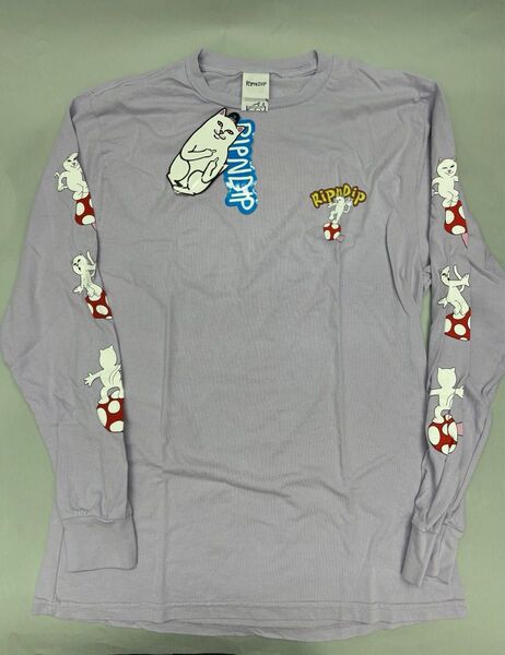 【新品未使用】RIPNDIPメンズ長袖コットンTシャツM RND8052M ラベンダー