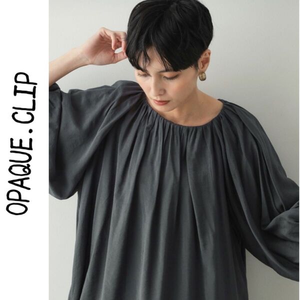 OPAQUE.CLIP バルーンスリーブギャザーブラウス
