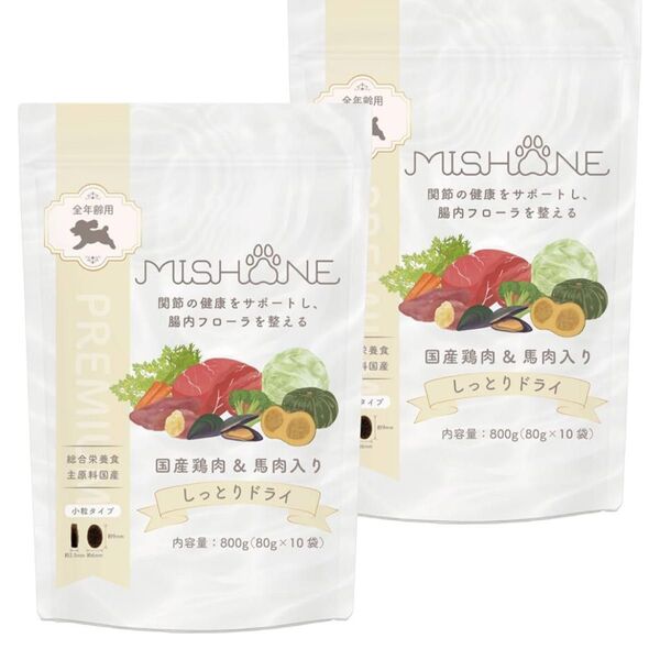 ミシュワン MISHONE セミモイストドッグフード全年齢用(国産鶏肉&馬肉入り) <800g×2個>
