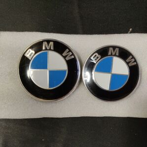 2枚セット BMW ボンネットエンブレム リアエンブレム 青白82mm 74mm