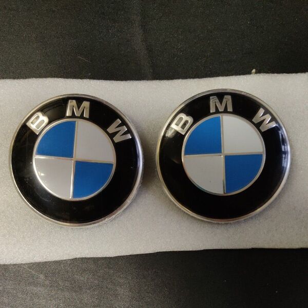 82mm2枚セット BMW ボンネットエンブレム リアエンブレム 青白