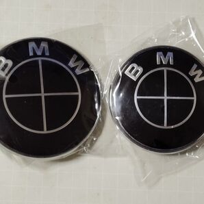BMW 黒 82mm 74mmセットボンネットエンブレム リアエンブレム ALL BLACK ブラック