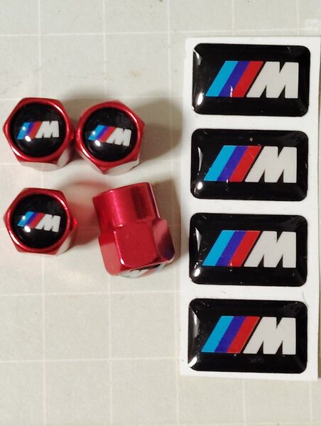 赤角 BMW ///M performance エアバルブキャップ ミニエンブレム E46 E90 E91 F30 F31 F10