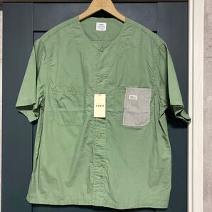 【coen/コーエン】COEN × SMITH'S ノーカラー 半袖シャツ・M