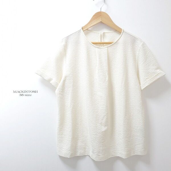 美品☆23SS☆MACKINTOSH LONDON マッキントッシュ ロンドン エンボス ブラウス 半袖 オフホワイト