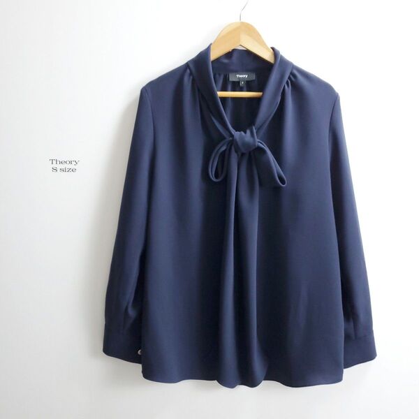 美品☆Theory セオリー ボウタイ ブラウス ネイビー