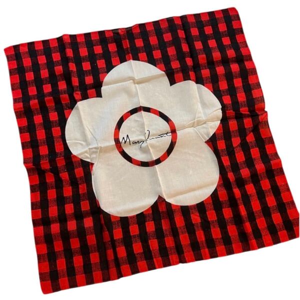 MARY QUANT マリークワント ハンカチ スカーフ チェック柄 赤 レッド