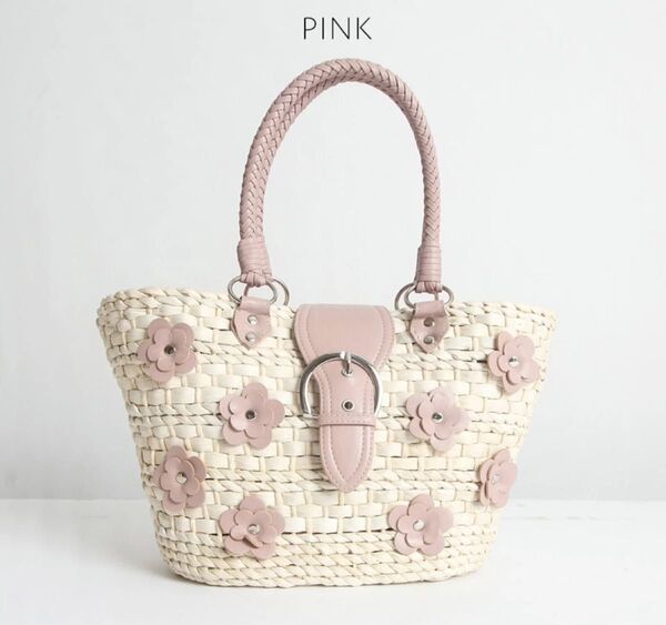 tocco closet トッコクローゼット お花 かごバッグ 大容量 巾着 肩掛け トートバッグ color ピンク 完売品