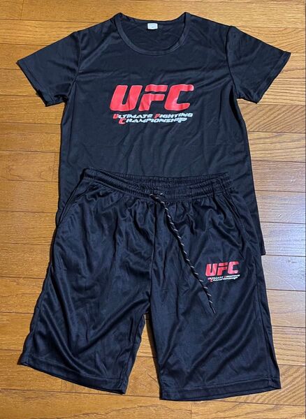 総合格闘技 MMA UFCロゴ 部屋着 上下 夏用 Tシャツ 短パン ブラック 黒 未使用品 送料無料 送料込み