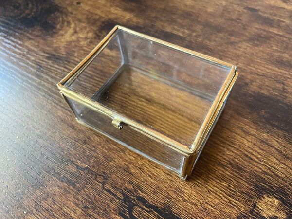 アンティーク調のガラスケース(L)ガラスの四角BOX 小物入れ ジュエリーケース リングピロー