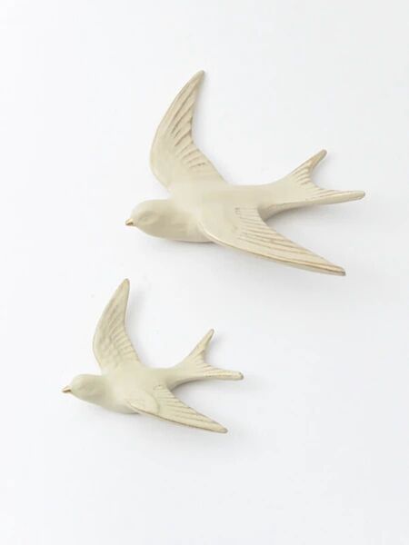 【ホワイト】ウォールデコレーションバード 【S,Lサイズセット】鳥の壁掛けオブジェ