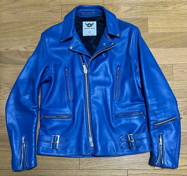 666leathers ダブルライダース 青 ブルー 人気サイズ 38 希少 MADE IN ENGLAND