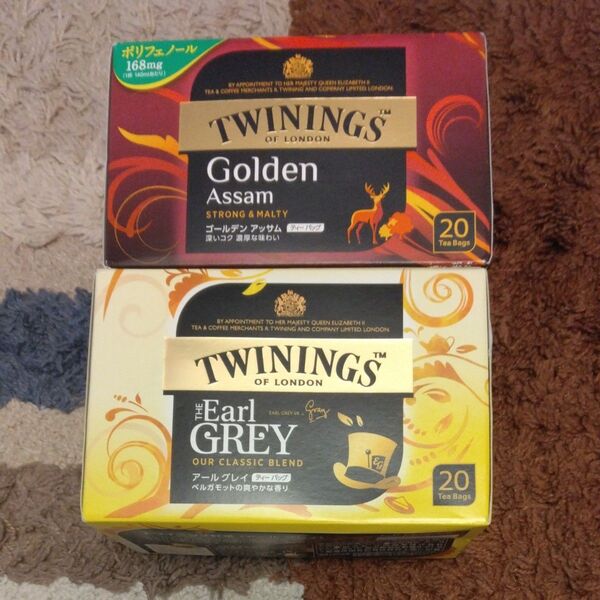 TWININGS 紅茶 ティーバッグ ゴールデンアッサム&アールグレイ 2点セット
