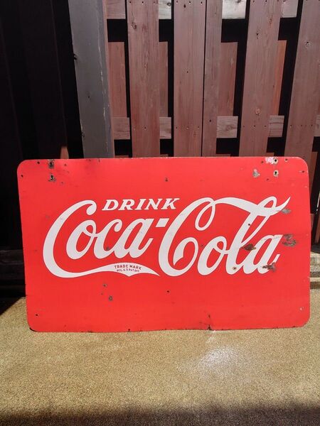 【ビンテージ看板】Coca Cola コカ コーラ メタルサイン 150cm×90cm 昭和レトロ アメリカン雑貨 看板 金属