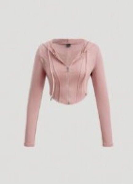 ピンク パーカー クロップド丈 SHEIN