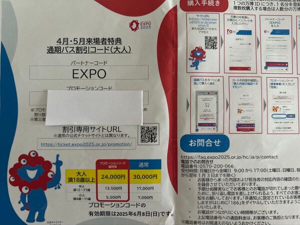 迅速対応 大阪関西万博 EXPO2025 大人 1枚 通期パス クーポン 割引コード 有効期限6月8日