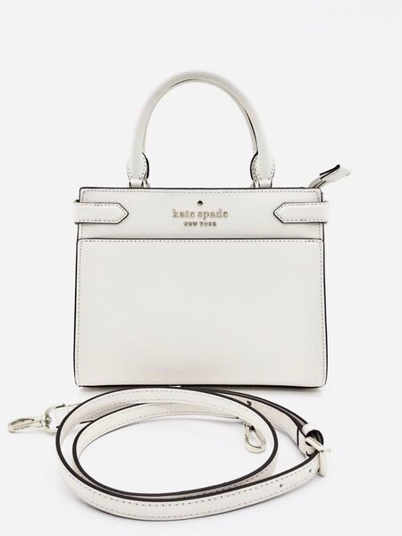 中古美品 ケイトスペード Katespade ステイシー スモール サッチェル 2WAY ショルダー ハンドバッグ オフホワイト