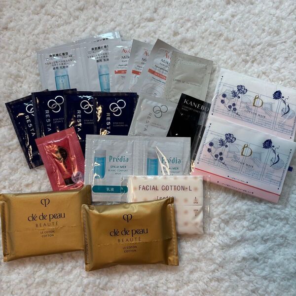 スキンケア サンプル 19セット 化粧水 乳液 洗顔 クレドポーボーテ カネボウ Avene リスタ クレンジング コットン