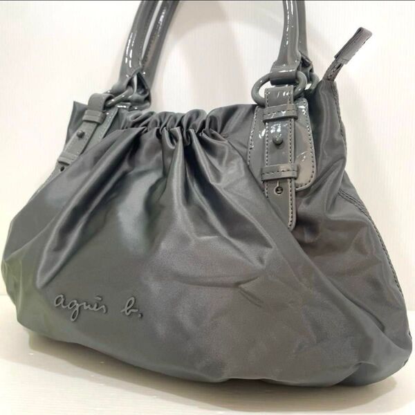 【美品】agnes b アニエスベー ボヤージュ ハンドバッグ グレー