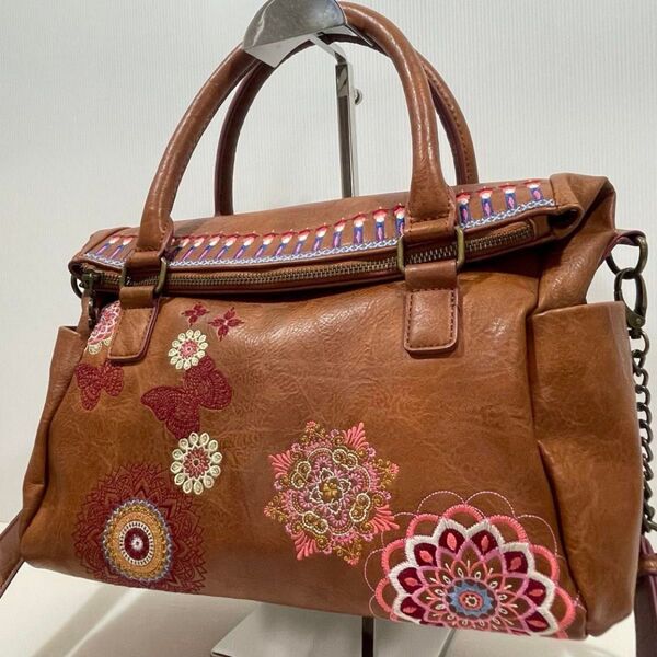 デシグアル Desigual 2wayハンドバッグ 刺繍 ブラウン