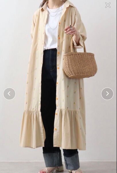 emago お花刺繍ギャザーワンピース 8分袖 イマゴ 小花